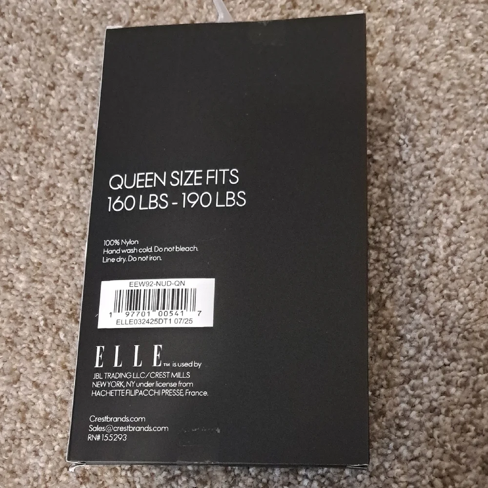 Elle Hosiery Nude Silky Sheer Control Top Hosiery Size Queen NIB